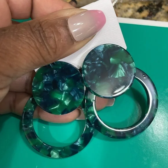 Zara Green Hoop Earrings - Picture 4 of 9